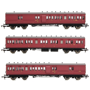 E86014 LSWR Cross Country 3-Coach Pack BR Crimson (image for) E86014 LSWR Cross Country 3-Coach Pack BR Crimson